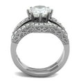 thumbnail image 3 of High polished (no plating) Stainless Steel Ring with AAA Grade CZ in Clear for Women Clear Stone Color Style TK1W007 Size 9, 3 of 5