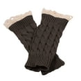 thumbnail image 3 of Xfvqtps Fingerless Gloves for Womens Lace Thumb Hole Ribbed Medium Length Arm Warmer Knitting Crochet Solid Color Fashion Thermal Warm Winter Mittens Dark Gray, 3 of 4