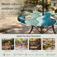thumbnail image 6 of Round Outdoor Tablecloth with Umbrella Hole and Zipper, Teal Ombre Tablecloth with Elastic Waterproof, Abstract Art Moire Ocean Waves Patio Table Covers for 31" - 35" Picnic Pool Tables, 6 of 9