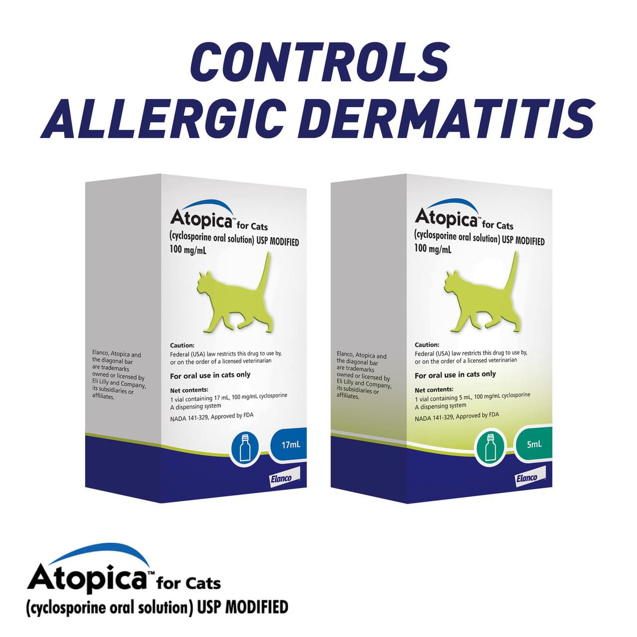 Atopica Cat Atopica for Cats | Allergic Dermatitis Treatment | Cat Itch Relief | Oral Solution | 17 ml