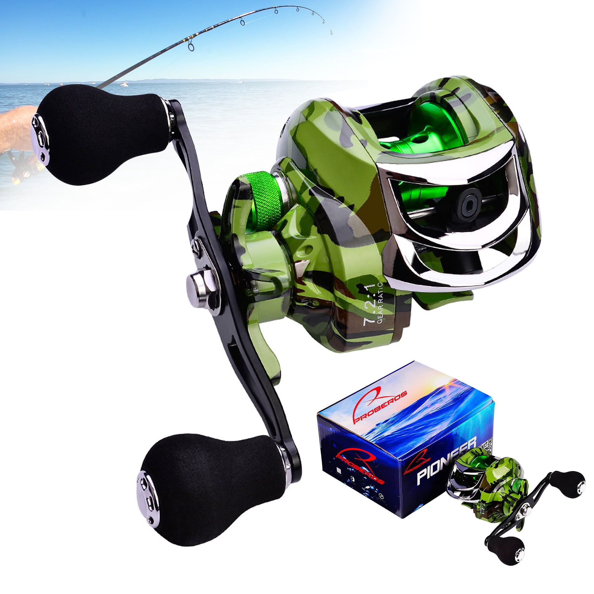 Baitcast Fishing Reels 18+1BB Super Smooth 7.2:1 Fresh Water Left Right Hand US 