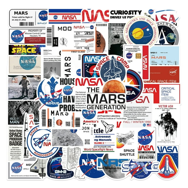 Calcomanía de vinilo con diseño de astronauta de la NASA y exploración espacial, 50 unidades