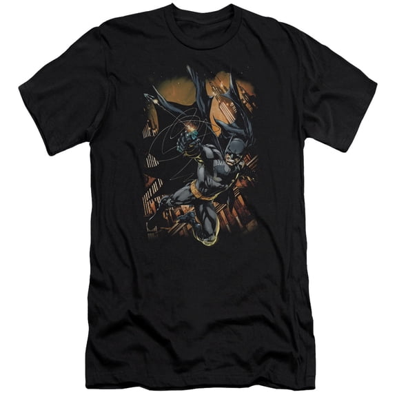 Batman Grapple Fire Premium Canvas T-Shirt Adult Slim Fit 30/1 Black