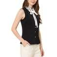 thumbnail image 4 of MODA NOVA Junior's Button Down Shirts Office Bow Tie Turndown Collar Sleeveless Shirt Black XL, 4 of 5