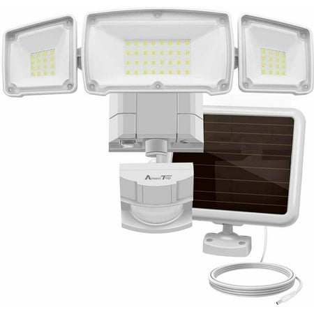 

Solar Lights Outdoor AmeriTop Super Bright LED Solar Motion Sensor Lights with Wide Angle Illumination; 1500LM 6000K 3 Adjustable Heads IP65 Waterproof Outdoor Security Lighting