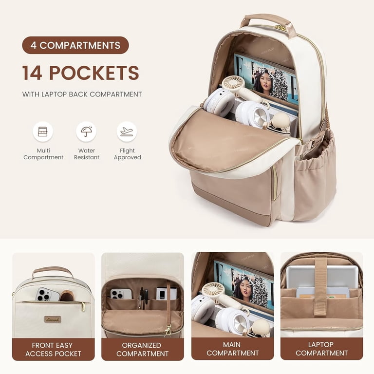 Fashionable PU Large Backpack with Water Cup Pocket for Travel School Amazon.com: bagswan Laptop Backpack for Women Travel: Cute  main image 3