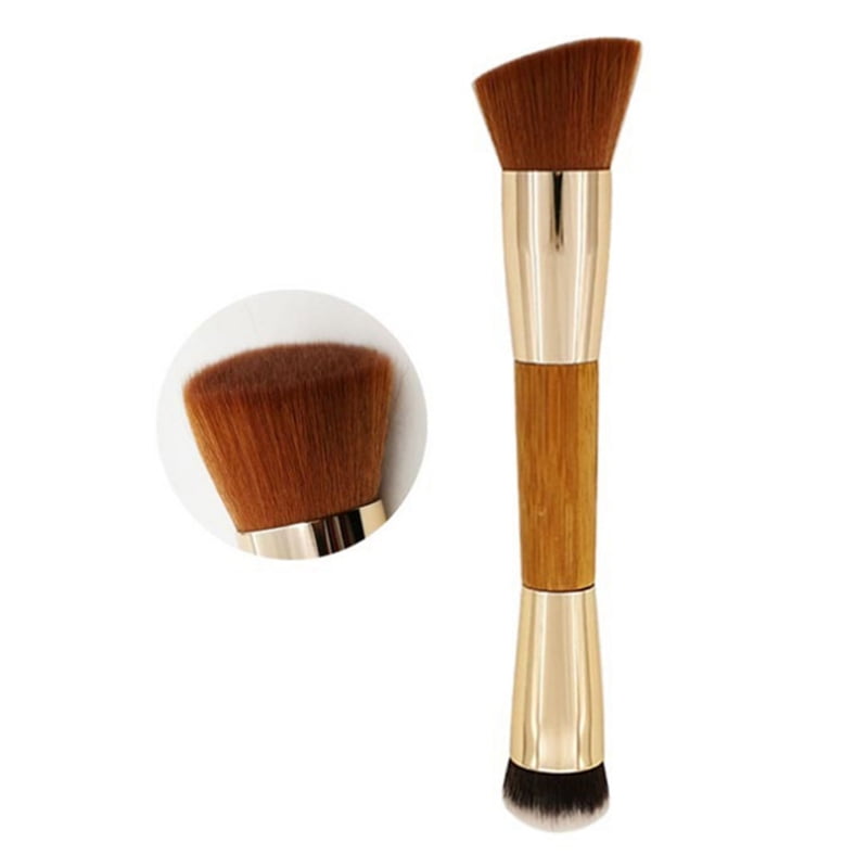 SHIYAO Double-Head Make Up Liquid Cream Powder Foundation Bamboo Brush Flat Contour Brush