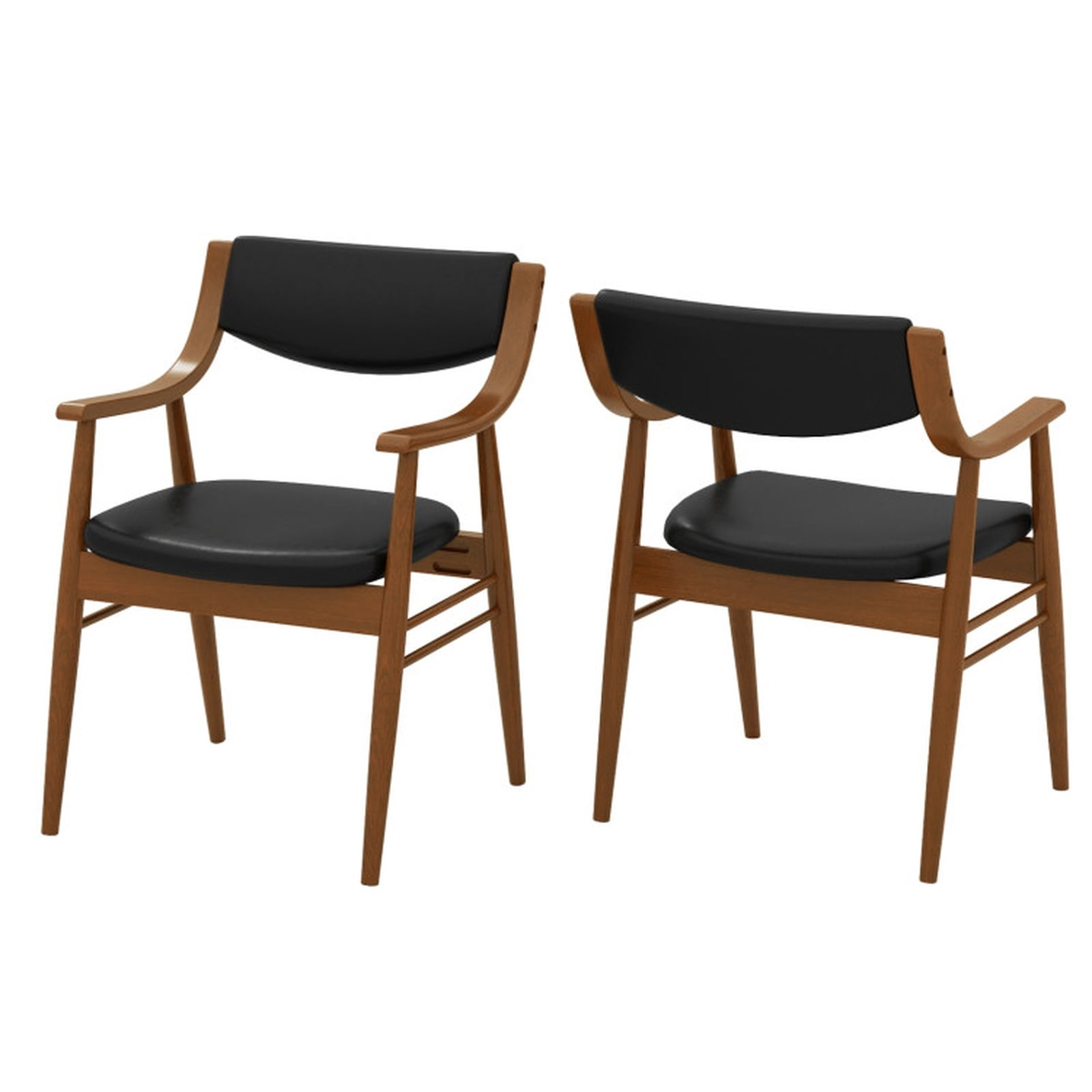 Furnibear Wooden Dining Chair Set of 2 with Padded Seat and Back for Kitchen Dining Room Living Room Home, Black