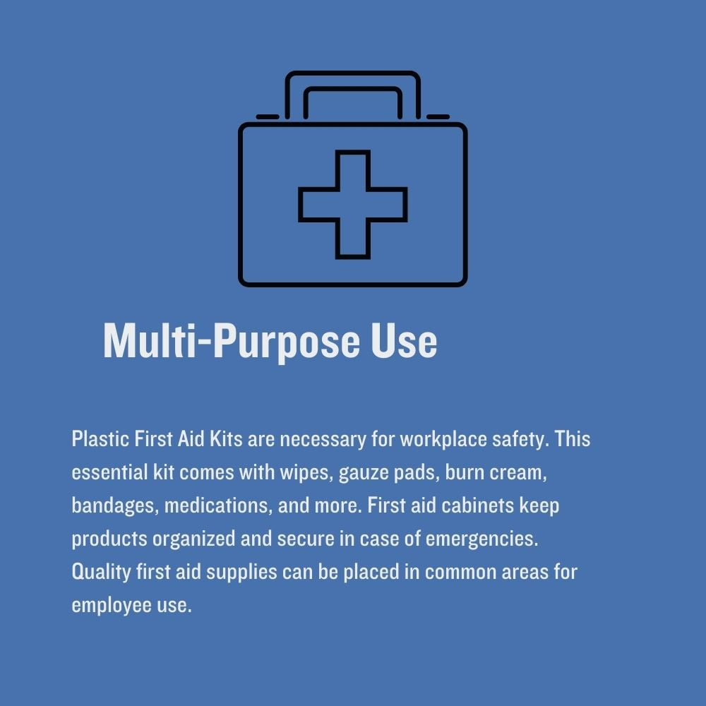 13" x 9" x 3" Plastic Cabinet First Aid Kit - Pre-stocked -1 Count (FAK50P)
