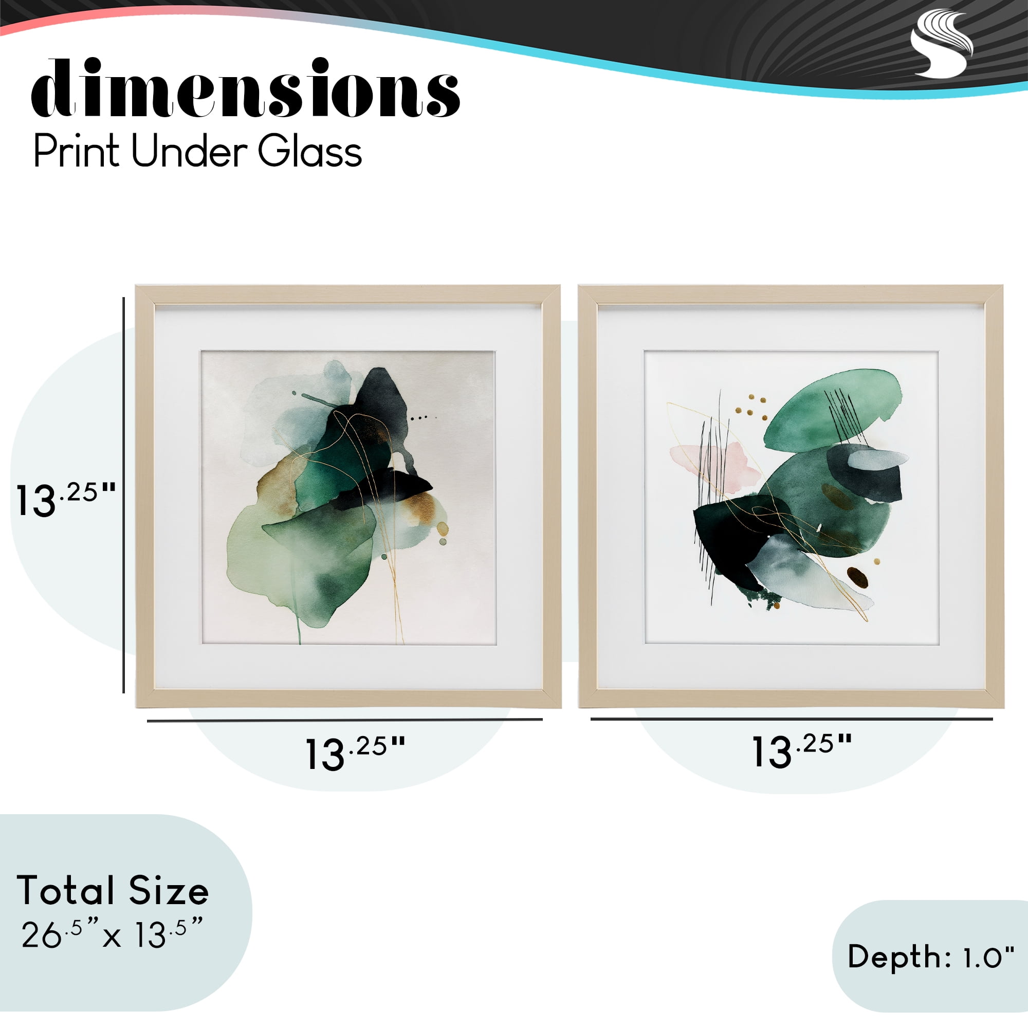 Stupell Industries Fluid Abstract Harmonies 2 Piece Birch Framed Print Under Glass Set, design by Svetlana Aleynikova