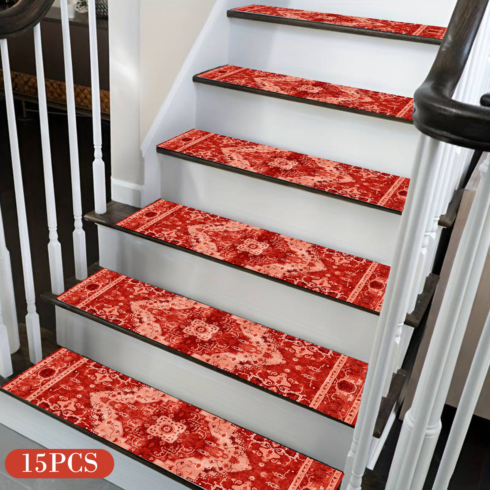 CaiYueKe 15 Pcs Non Slip Stair Treads Carpet Runner Rug Pads Anti Skid Safety Grip Tape for Stairs Indoor Outdoor Steps Pet Friendly Washable Reusable Adhesive