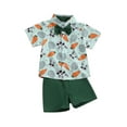 thumbnail image 2 of Musuos Toddler Boys Easter Outfits 6 12 18 24M 3 4T Carrot Rabbit Print Bowtie Short Sleeve Lapel Shirts and Button Pocket Shorts, 2 of 10