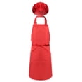 thumbnail image 2 of XUNZOO Kids Apron and Chef Hat Set Kitchen Apron for Cooking Baking Painting Training Wear Red M, 2 of 6