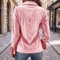 thumbnail image 4 of Klisyaur Womens Button Down Jackets Velvet Collared Long Sleeve Slim Cardigans Casual Trendy Comfy Fall Winter Tops, 4 of 7