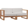 thumbnail image 1 of Modway Upland 2-Piece Solid Teak Wood Patio Loveseat in Natural and White, 1 of 11