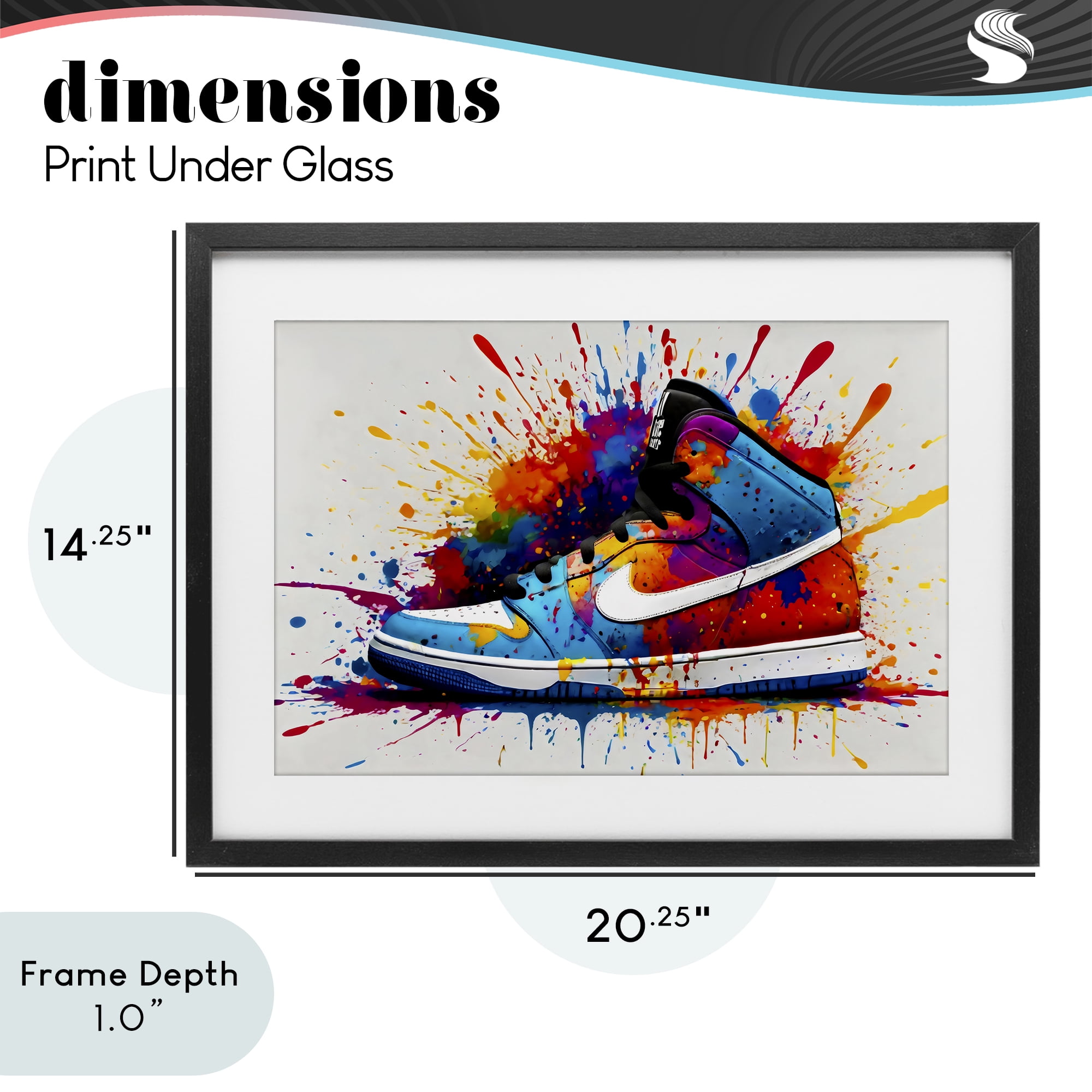 Stupell Industries Centric Sneaker Splash Black Framed Print Under Glass, design by Creative Studio