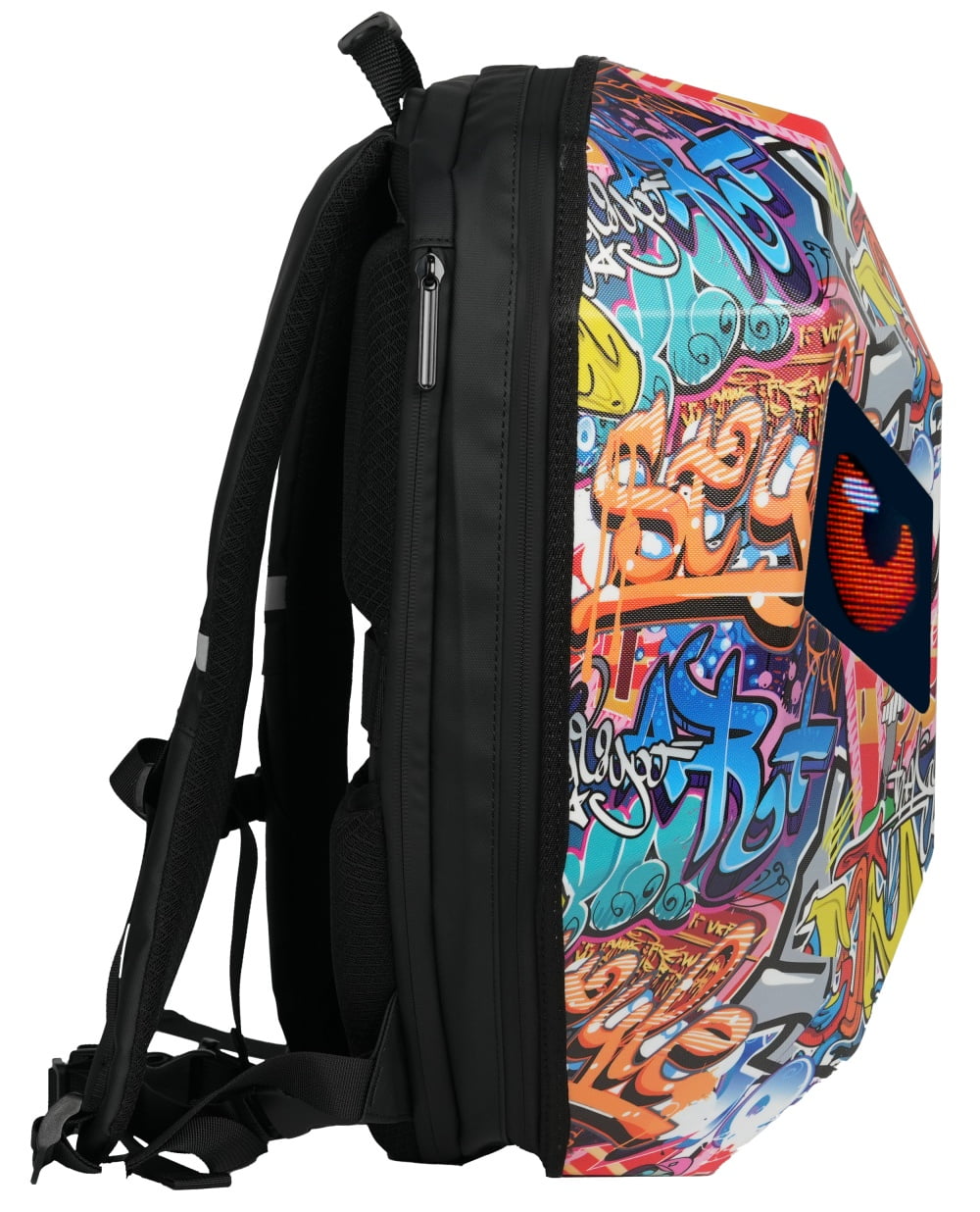 19" LED Backpack, Animated Digital Motorcycle Backpack with Programmable Moving Eyes, DIY Graffiti, Perfect Tech Gear