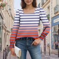 thumbnail image 4 of Womens Long Sleeve Tops 2026 Trendy Gradient Square Neck Pullover Shirts Spring Causal Dressy Loose Fit Tunic Blouse, 4 of 6