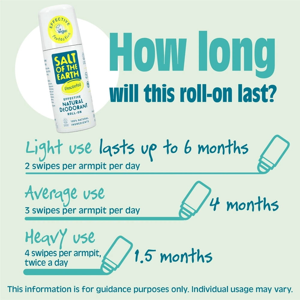 Salt of The Earth Unscented Roll On Deodorant 75ml (Pack of 3)