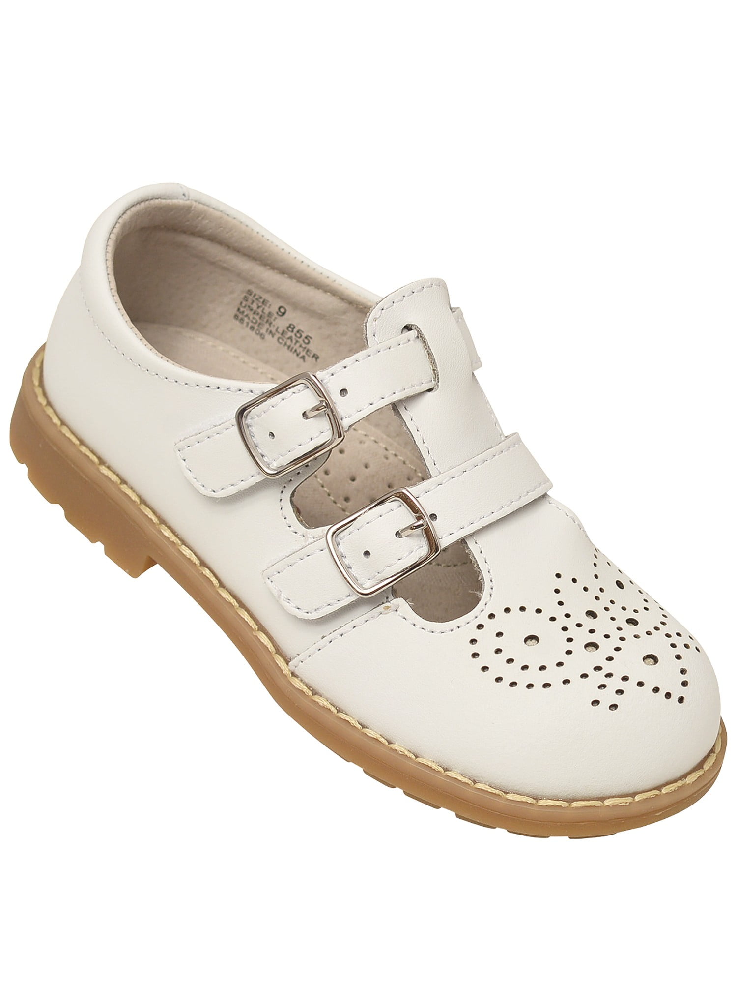 L'Amour - L`Amour Little Girls White Double Buckle T-Strap Mary Jane Shoes - Walmart.com