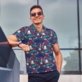 thumbnail image 4 of Pofeuu Underwater Animals Print Men's Loose Fit Midweight Short-Sleeve Pocket Polo-Large, 4 of 6