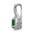 thumbnail image 2 of Real 14kt White Gold Diamond and Oval Emerald Halo Pendant; for Adults and Teens; for Women and Men, 2 of 4