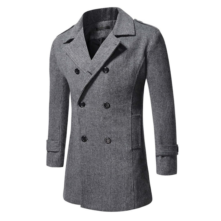 Valentine's Day Clearance Men Lapel Wool Blend Coat Jackets Mid