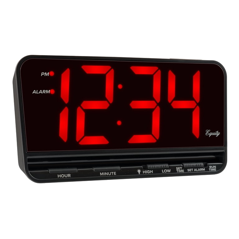 Large LCD Atomic Alarm Clock - Black Blue Light - Accurate Time