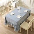 thumbnail image 3 of 100% Cotton Dust Blue Plaid Ruffled Table Cloth for Rectangle Table Seat 4-6, Classic Farmhouse Checker Gingham Vintage Decorative Tablecloth - 70"x52", 3 of 7