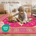 thumbnail image 4 of ODIKA 9'x12' Washable Area Rug Non-Slip, Chair-Friendly Pink Boho Maximalist Vintage Eclectic Retro Cottagecore Whimsical for Dining Room, Basement, Large Office, 4 of 7