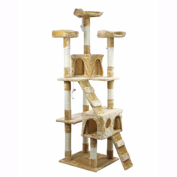 XtremepowerUS 67" Condo Cat Tree Scratching Posts Cat Hammock House