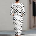 thumbnail image 2 of Morttic Women's Elegant 3/4 Sleeve Polka Dot Midi Dress – Vintage Slim Fit Crew Neck Bodycon Formal Party & Cocktail Dress White，S, 2 of 3