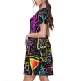 thumbnail image 2 of Goofa Neon Bar Drinks Pattern Women Summer Short Sleeve Midi Dress with Pockets Casual Aline Flowy Tshirt Dress Vocation Beach Sundress, 2 of 6