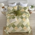 thumbnail image 3 of DUOHONG Floral Oversized Bedspreads King Size 128"W x 120"L - 100% Cotton Reversible California King Quilt with 2 Pillow Shams, Farmhouse Bedspread Lightweight Bedding Set, Green/Cream White, 3 of 14