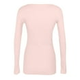 thumbnail image 4 of Mohiass Womens Long Sleeve Shirts Stretch Scoop Neck Ribbed T-Shirt Fitted Casual Basic Tops Pink S, 4 of 4