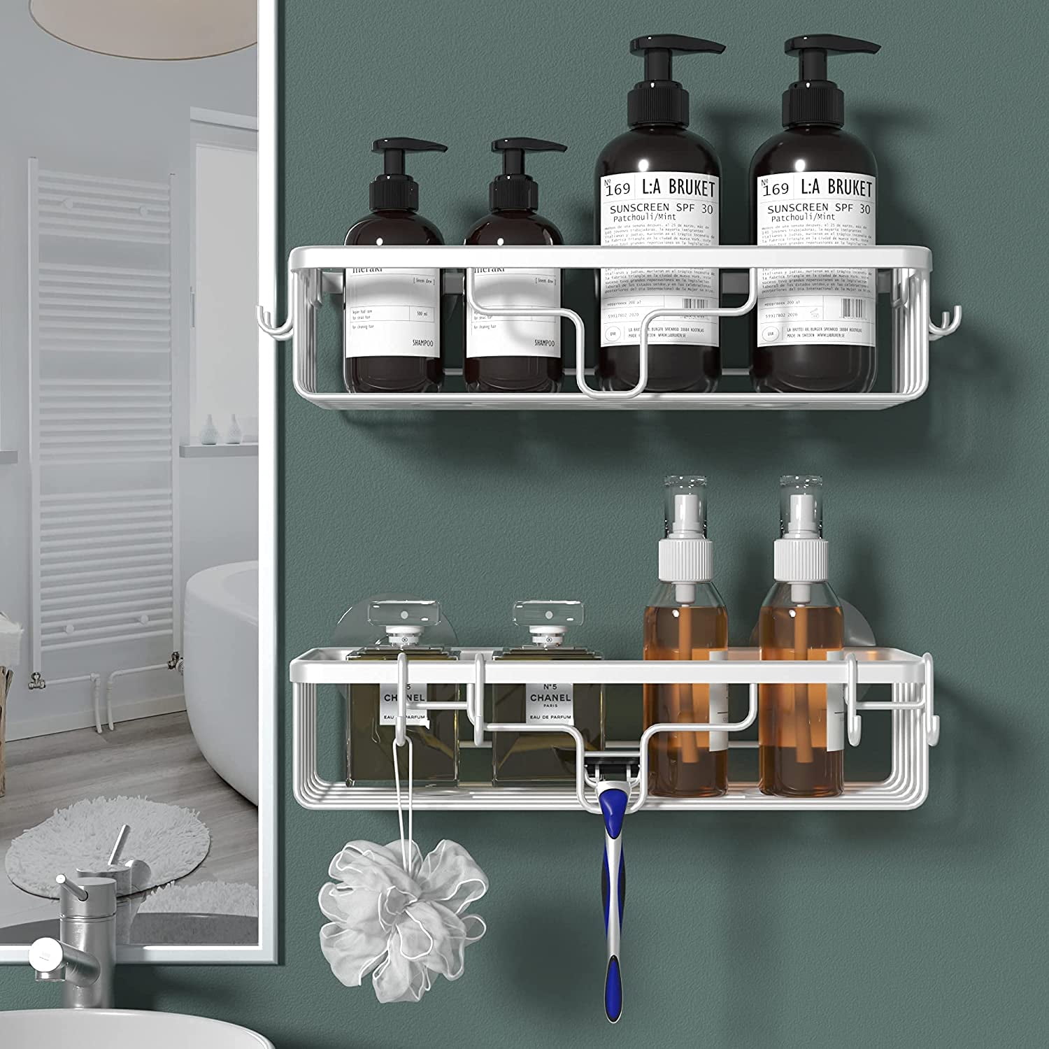 Shower Caddy Bathroom Shelf, No Drilling Traceless Adhesive Bathroom S –  TreeLen