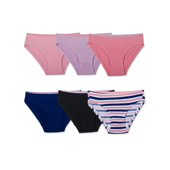 Fruit of the Loom Breathable Assorted Micro-Mesh Bikinis, 6 Pack (Little Girls & Big Girls)