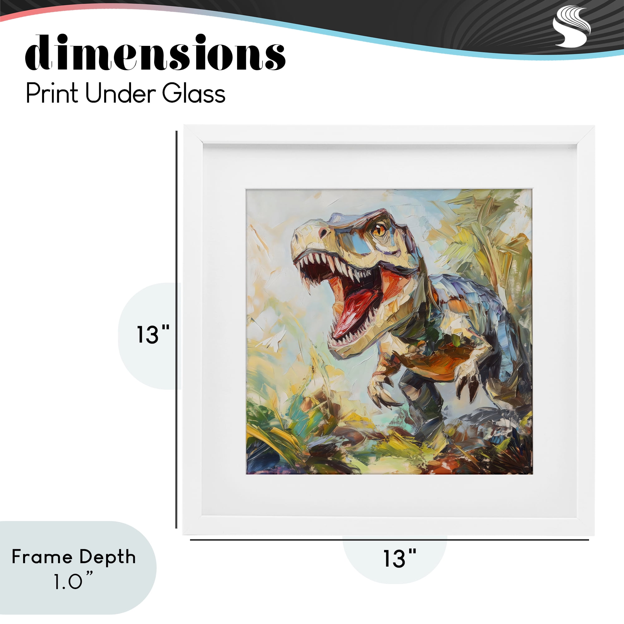 Stupell Industries Enchanting T-Rex Roar White Framed Print Under Glass, design by Creative Studio