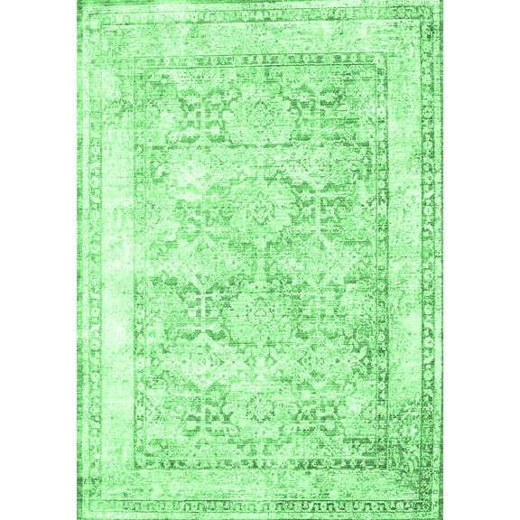Ahgly Company Indoor Rectangle Persian Emerald Green Traditional Area Rugs, 5' x 7'