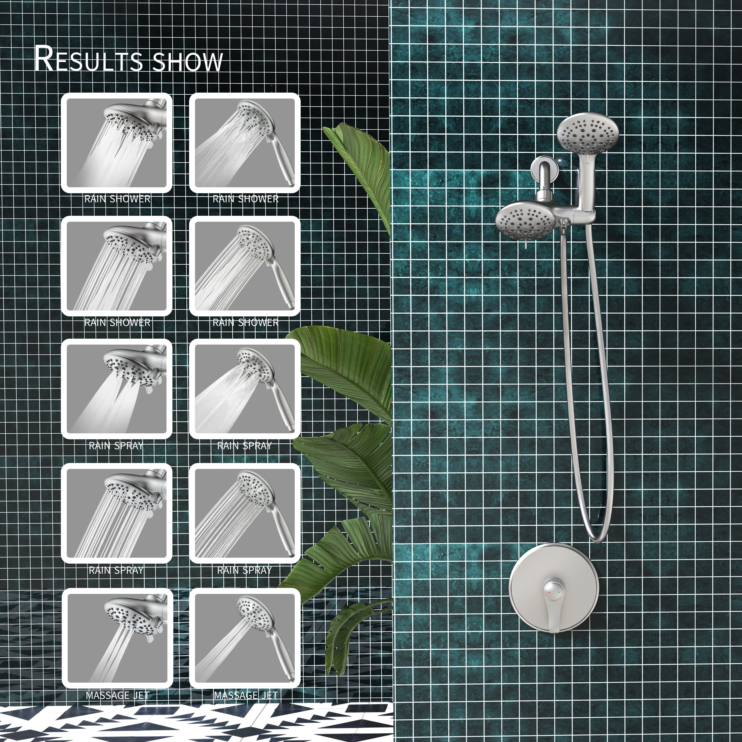 large quantity of water Multifunctional double shower head Shower