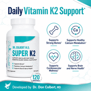 Dr. Colbert, MD Super K2 | Divine Health | MK-7 | Vitamin K2 | 200mcg | 30 Day Supply | 120 Capsules
