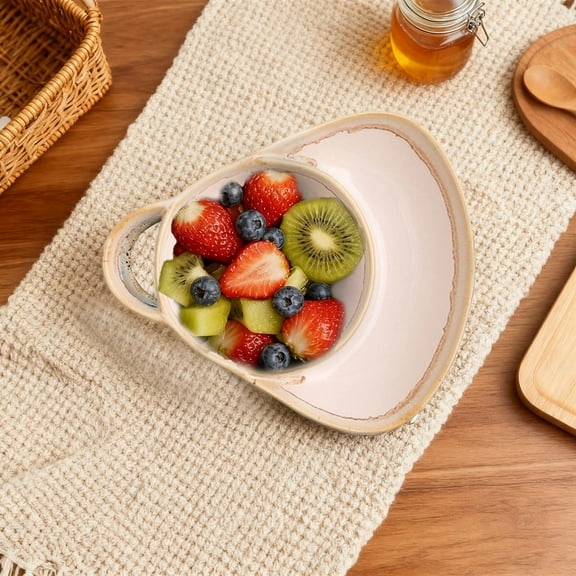 Softsoap Soup And Sandwich Plate Combo Ceramic Soup And Sandwich Plate With Handle Retro Stoneware Bowls & Side Bowls Easy To Clean For Breakfast Tree Storage