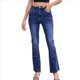 thumbnail image 2 of Pantalones Vaqueros Acampanados de Cintura Alta para Mujer, Ajustados, Informales, Rectos, con Bolsillos. Azul L, 2 of 10