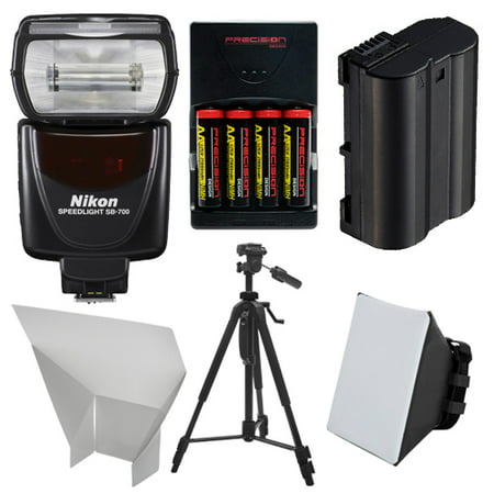 Nikon SB-700 AF Speedlight Flash with EN-EL15 & AA Batteries + Tripod + Softbox + Reflector for for D7100, D7200, D610, D750, D810 Digital SLR (Nikon Sb 700 Best Price)