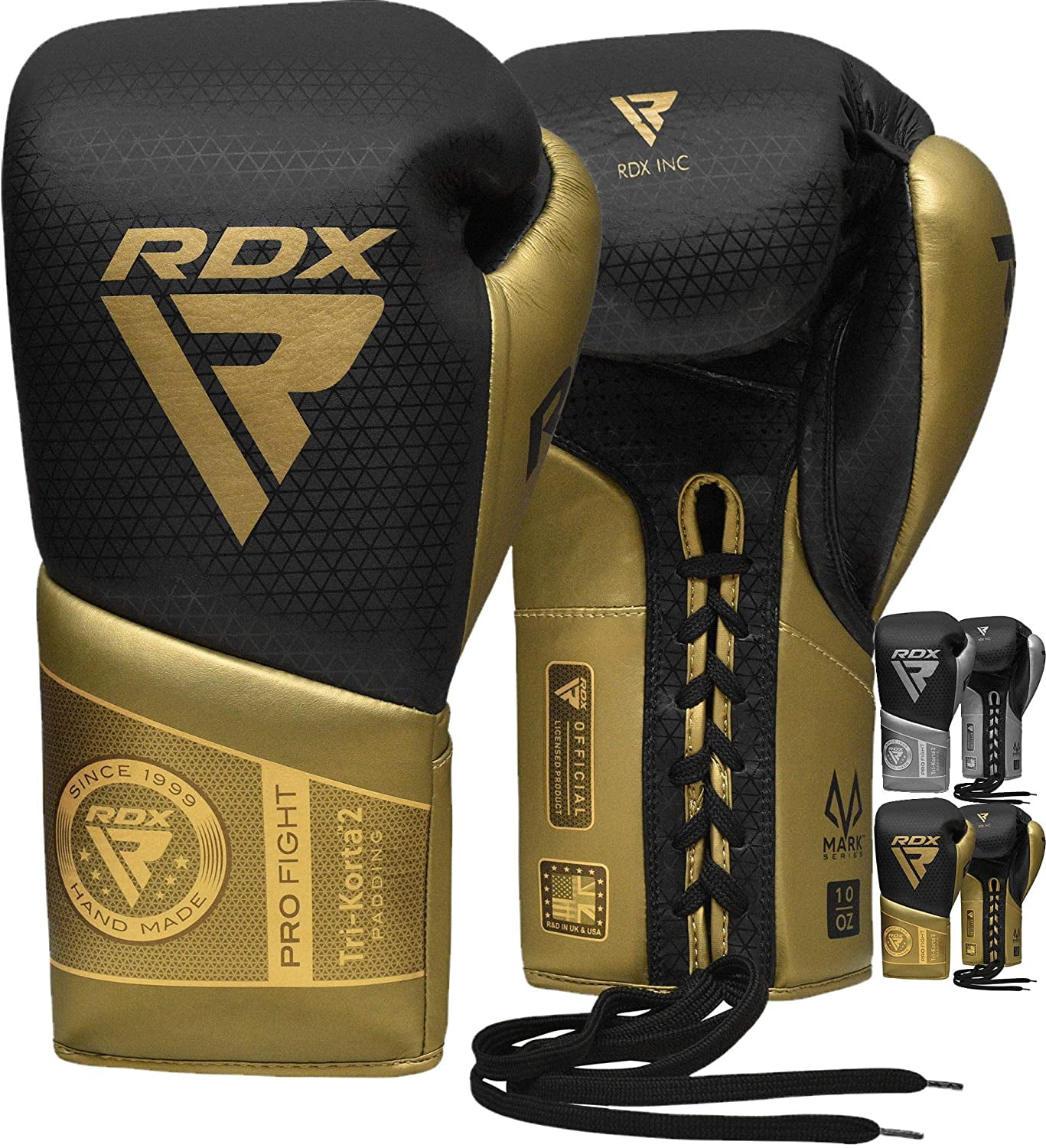 Rex Special Black And Golden Cowhide Leather Boxing Gloves For Pro Fighters 