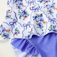 thumbnail image 6 of hengsof Toddler Girl Summer Swimsuit Children's Sweet Bow Shoulder Strap Printed Ruffle Beach Swimsuit Swim Trunks Hat Three Piece Set, 6 of 8