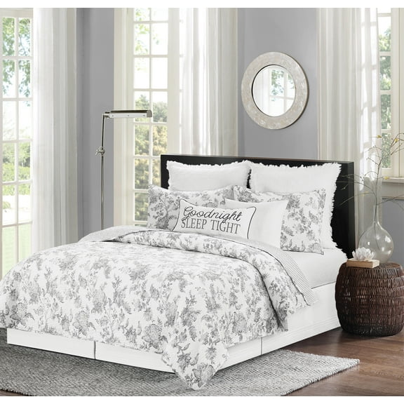 Miriam Slate Reversible Floral King Quilt Set
