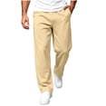 thumbnail image 2 of Mens Sweatpants with Multi Pocket Solid Color Stretch Loose Fit Casual Straight Pants Elastic Waist Casual Wide Leg Sweatpants, 2 of 8