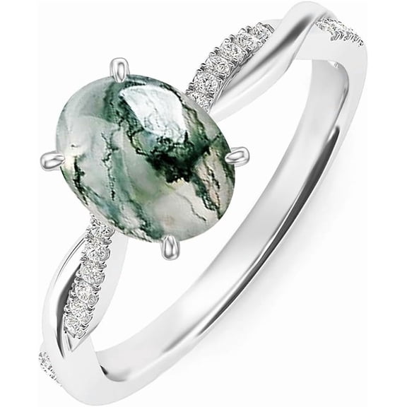 SISGEM Genuine Gemstone Rings for Women 925 Sterling Silver Womens Natural Oval Stone Engagement Ring Wedding Jewelry for Her