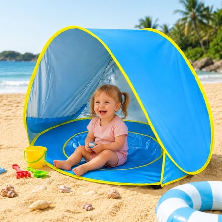 BUSATIA Baby Beach Tent,Pop Up Beach Tent Sun Shade for Beach,Portable Shade Pool UV Protection Sun Shelter for Infant,Summer Sun Shelters Shade for Travel, Camping
